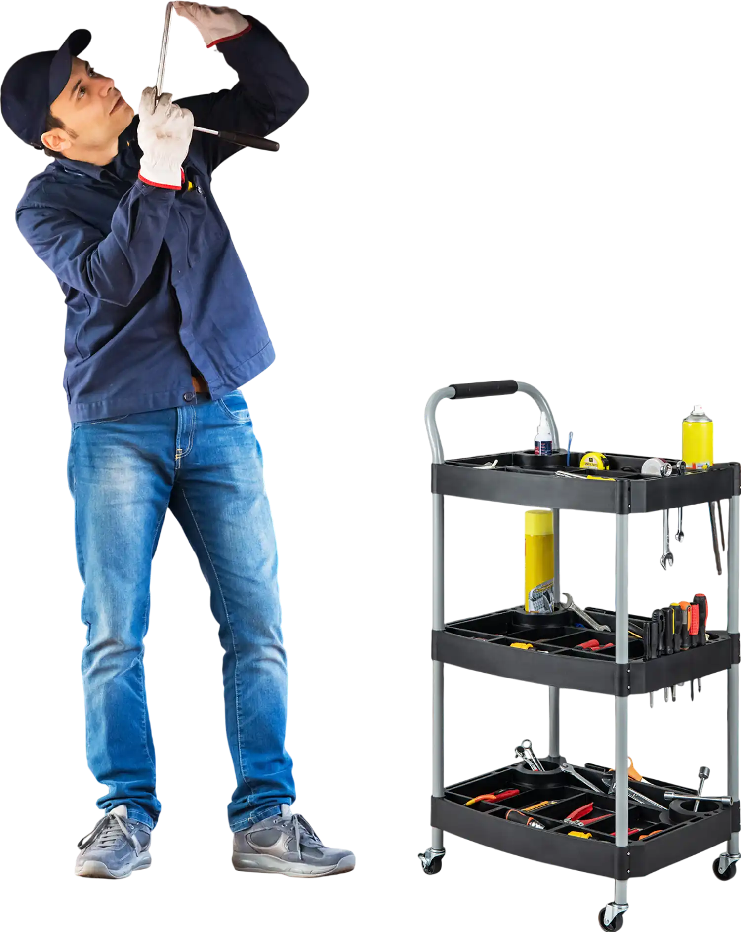 Costway 3-Tier Detailing Tool Utility Organizer Mobile Rolling Cart Black 36415798 New