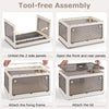 Stackable 8-gal storage bins with lids, featuring tool-free assembly and multiple access points for convenient.