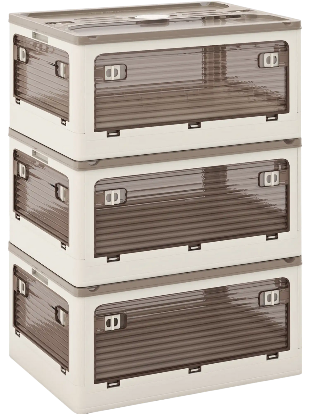 Stackable storage bins with lids, 8-gal capacity, 5 opening ways, ideal for organizing linen, snacks, and shoes.