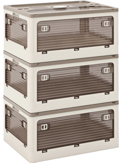 Costway 3-Pack Stackable Storage Bins with Lids 5 Opening Ways 49781625 New