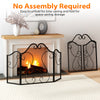 Foldable fireplace screen featuring an elegant scrolling design, easily stored and perfect for protecting your living.