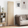 3 panel folding room divider in beige with wood structure, designed for home office or bedroom use, compact and stylish.