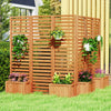 Freestanding 3-panel garden fence in yellow with two self-draining planter boxes, ideal for privacy and plant growth.