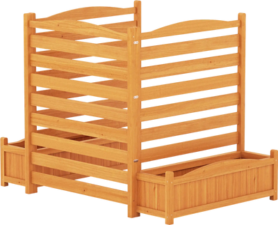 Costway 3-Panel Wood AC Fence Privacy Screen Planter Box 58475684 New