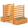 Freestanding 3-panel wood air conditioner fence with planter boxes, crafted from natural fir, ideal for outdoor privacy.