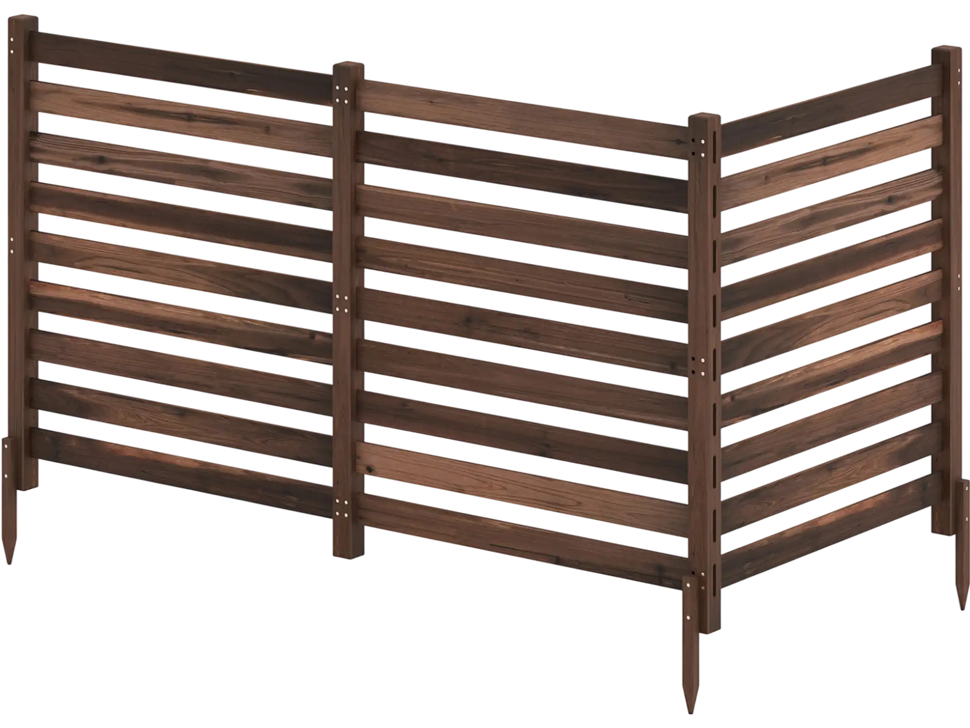 Costway 3-Panel Wooden Outdoor Privacy Fence Screen with Ground Stakes 26442254 New