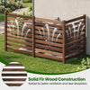 3-panel wooden outdoor privacy fence in brown, made of solid fir wood for ventilation, ideal for enclosing AC units or trash cans.