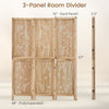 3-panel wooden room divider with palm leaf design, made of lightweight paulownia, perfect for creating privacy in any space.