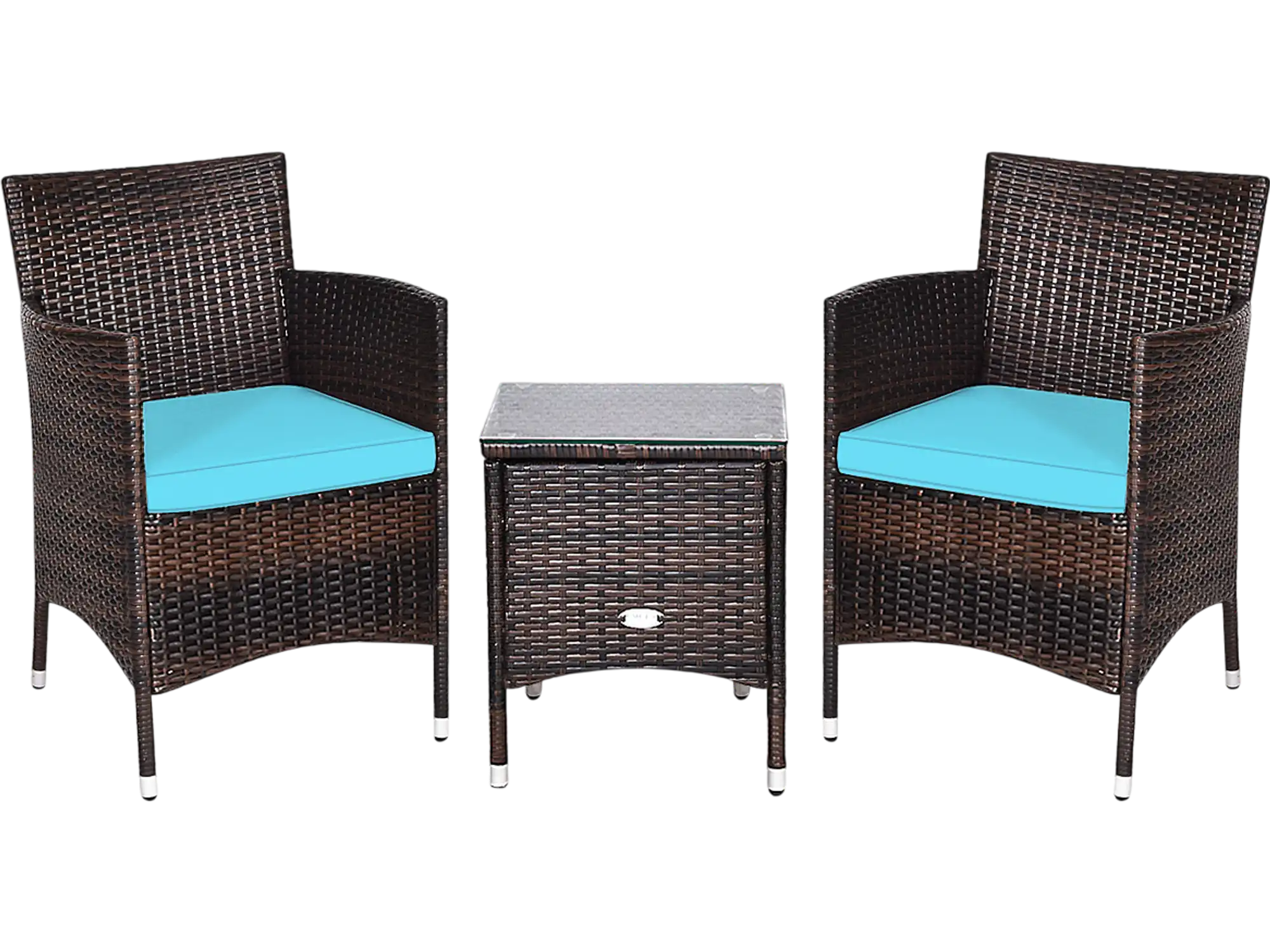 Costway 3-Pc Ergonomic Wicker Patio Conversation Set 03548729 New