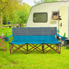 3 Person Folding Camping Chair with 2 Cup Holders Cotton Padding & Storage Bag-Blue - Gallery View 1 of 9