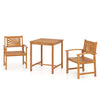 3-piece natural acacia wood patio dining set featuring ergonomic chairs and a slatted table, ideal for indoor and outdoor use.