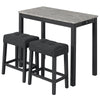 3-Piece Bar Table Set with Charging Station and Faux Marble Top-Gray - Gallery View 1 of 1