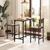 3-piece gray bar table set with backrest and footrest, ideal for small spaces in dining rooms or kitchens.
