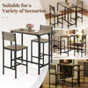 3-piece gray bar table set showcasing a sleek design with tucked chairs, ideal for cozy dining in small spaces.