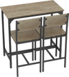 3 piece gray bar table set with backrest and footrest, ideal for small spaces, perfect for dining or pub use.