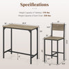 3-piece gray bar table set with backrest and footrest, featuring a reinforced metal structure for small spaces.