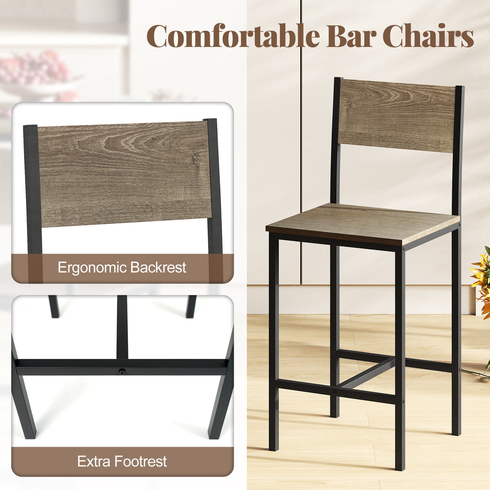 Gray bar chair with ergonomic backrest and extra footrest, perfect for small spaces and cozy sitting.