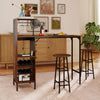 3 Piece Bar Table and Chairs Set with 6-Bottle Wine Rack-Rustic Brown - Gallery View 1 of 11