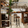 Rustic brown 3-piece bar table set with wine rack, spacious tabletop, and integrated glass holders for versatile use.
