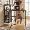3 Piece Bar Table and Chairs Set with 6-Bottle Wine Rack-Oak - Gallery View 1 of 9