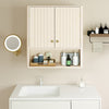 Fluted door wall cabinet from a 3-piece bathroom set, featuring a sleek design and adjustable shelves for organized.