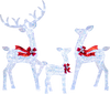 3-Piece Christmas Lighted Iridescent Reindeer Family Set with 215 Cold White LED Lights and Ground Stakes