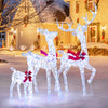 Iridescent 3-piece Christmas reindeer family set with 215 LED lights, perfect for festive outdoor holiday displays.