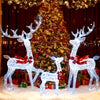 Iridescent 3-piece Christmas reindeer family set with 215 LED lights, perfect for festive indoor or outdoor displays.