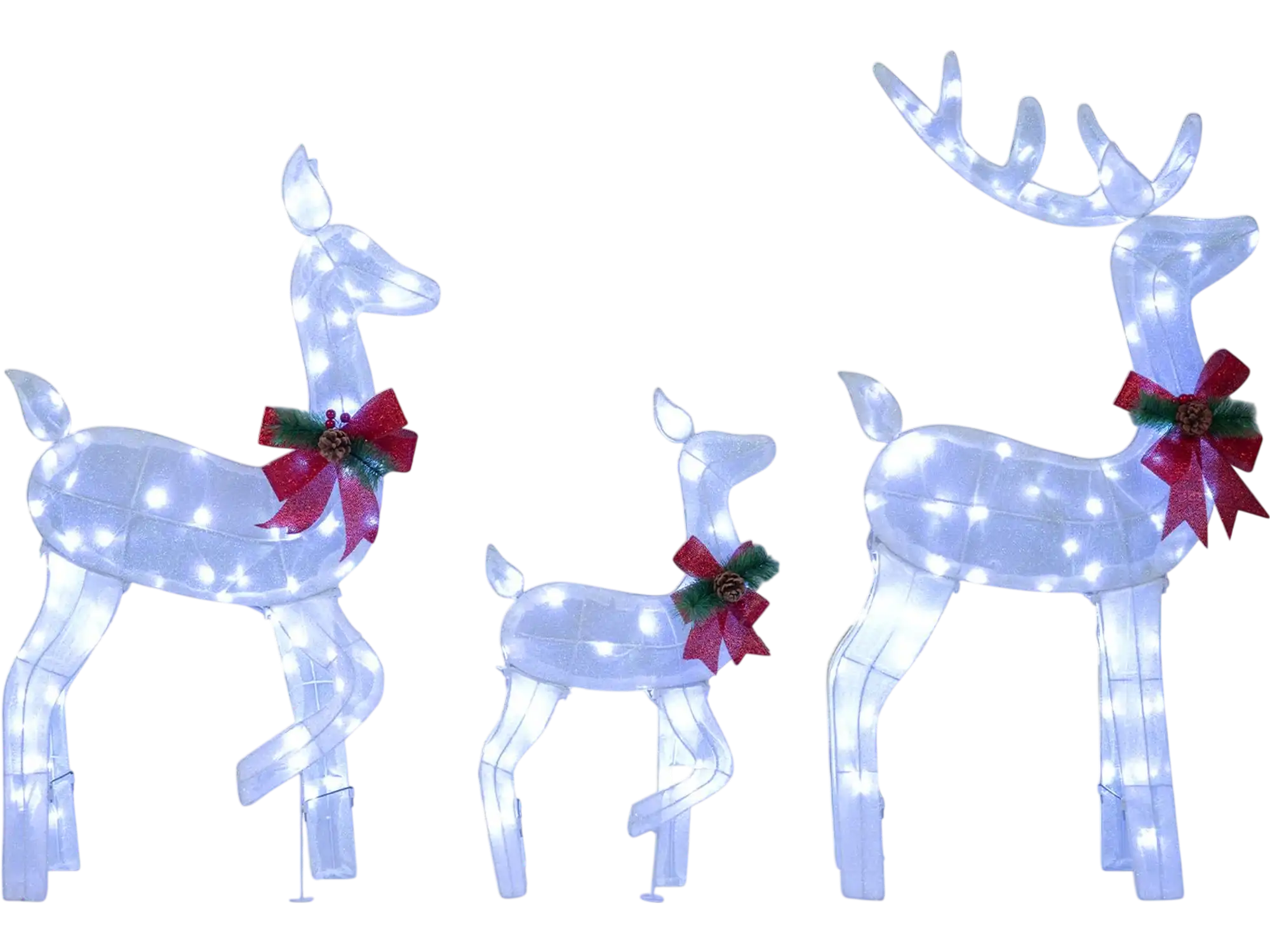 Costway 3-Piece Lighted Reindeer Family Yard Christmas Decor Set 65769184 New
