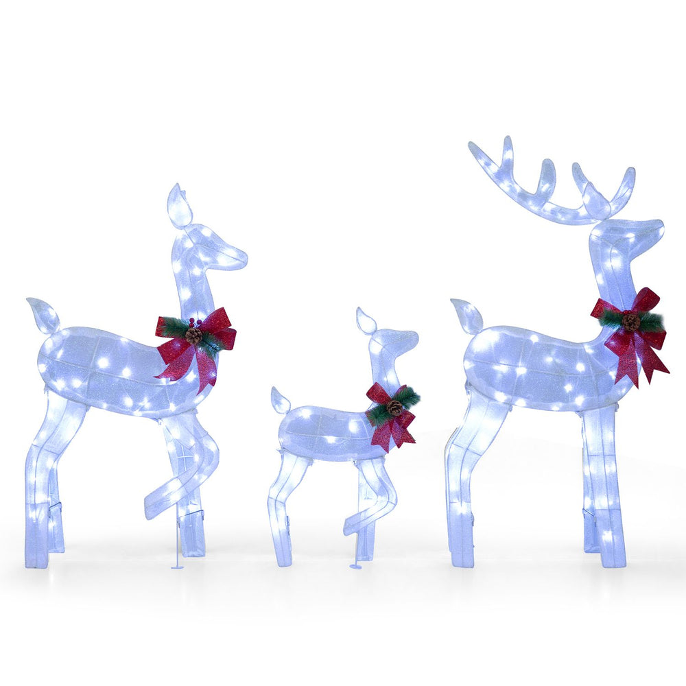 3-Piece Christmas Lighted Reindeer Family Set for Yard-White - Gallery View 1 of 2