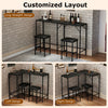3-piece convertible L-shaped kitchen table set in black with padded seats, USB ports, and customizable layout options.