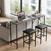 3-Piece Convertible L-Shaped Kitchen Table Chair Set with 2 AC Outlets  USB Port and Type-C Port-Gray - Gallery View 1 of 11