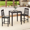 3-Piece Counter-Height Dining Table Set for 2 with Rubber Wood Frame and Footrest-Gray - Gallery View 1 of 10