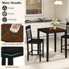 3-piece counter-height dining table set with black rubber wood frame, featuring ergonomic chairs and easy-to-clean.