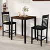 3-Piece Counter-Height Dining Table Set for 2 with Rubber Wood Frame and Footrest-Black - Gallery View 1 of 10