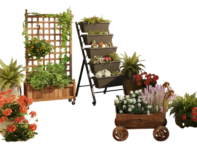 Costway 3-Piece Decorative Mobile Garden Planter Set 92713442 New