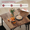 Square dining table set with rustic brown veneered tabletop, featuring easy-to-clean surface and two padded chairs.