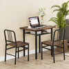 Rustic brown 3-piece dining table set with rectangular table and 2 chairs, perfect for intimate gatherings.