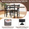 Rustic brown 3-piece dining table set with rectangular table and 2 chairs, featuring simulated wood grain and.