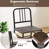 Ergonomic dining chair with rustic brown finish, featuring a smooth round edge and robust metal frame for comfort.