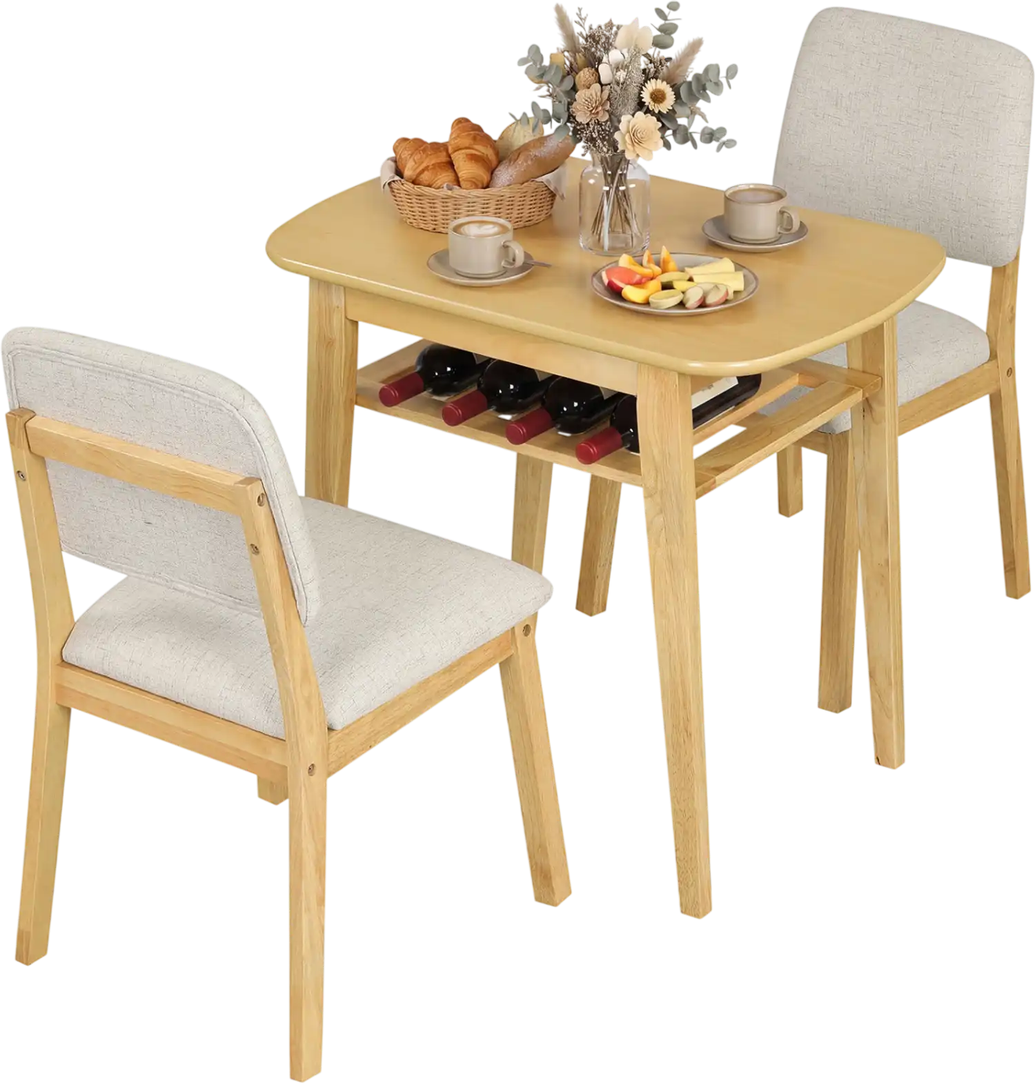 Costway 3-Piece Dining Table Set for 2 Upholstered Chairs 48795943 New