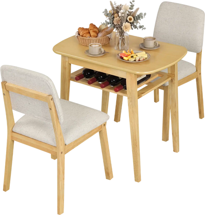 Costway 3-Piece Dining Table Set for 2 Upholstered Chairs 48795943 New
