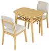 3-piece dining table set for 2 with natural wood finish and upholstered chairs, perfect for space-saving dining.