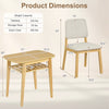 3-piece dining table set with natural wood grain, upholstered chairs, and built-in storage rack for space-saving design.
