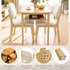 3-piece dining table set for 2 featuring natural wood grain, upholstered chairs, and anti-slip foot pads for floor.