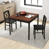 3-Piece Dining Table Set Wooden Square Kitchen Table for 2 People-Brown - Gallery View 1 of 10