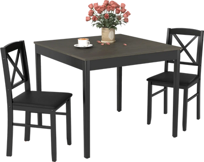 Costway 3-Piece Wooden Square Dining Table Set for 2 593184672 New