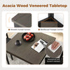 Acacia wood veneered tabletop with smooth curved corners and reinforced triangle corners, waterproof and.