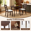 3-piece dining table set with walnut finish, featuring a sturdy rubber wood frame and cushioned faux leather seats.