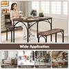 3-piece dining table set with brown MDF top and black metal frame, perfect for small spaces and family dining.